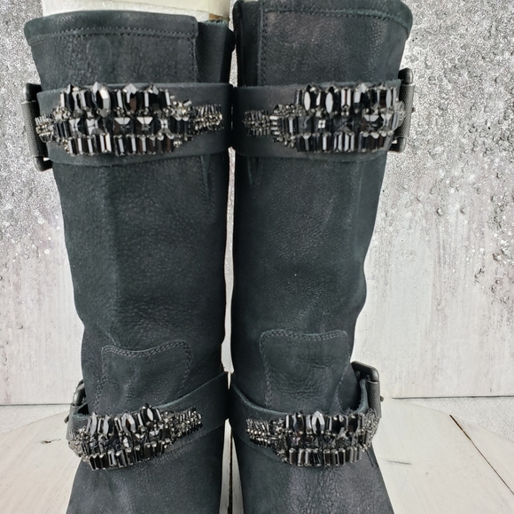 463gap Vera Wang Lavender label Cameron black burnished leather boots 11 - Picture 5 of 12